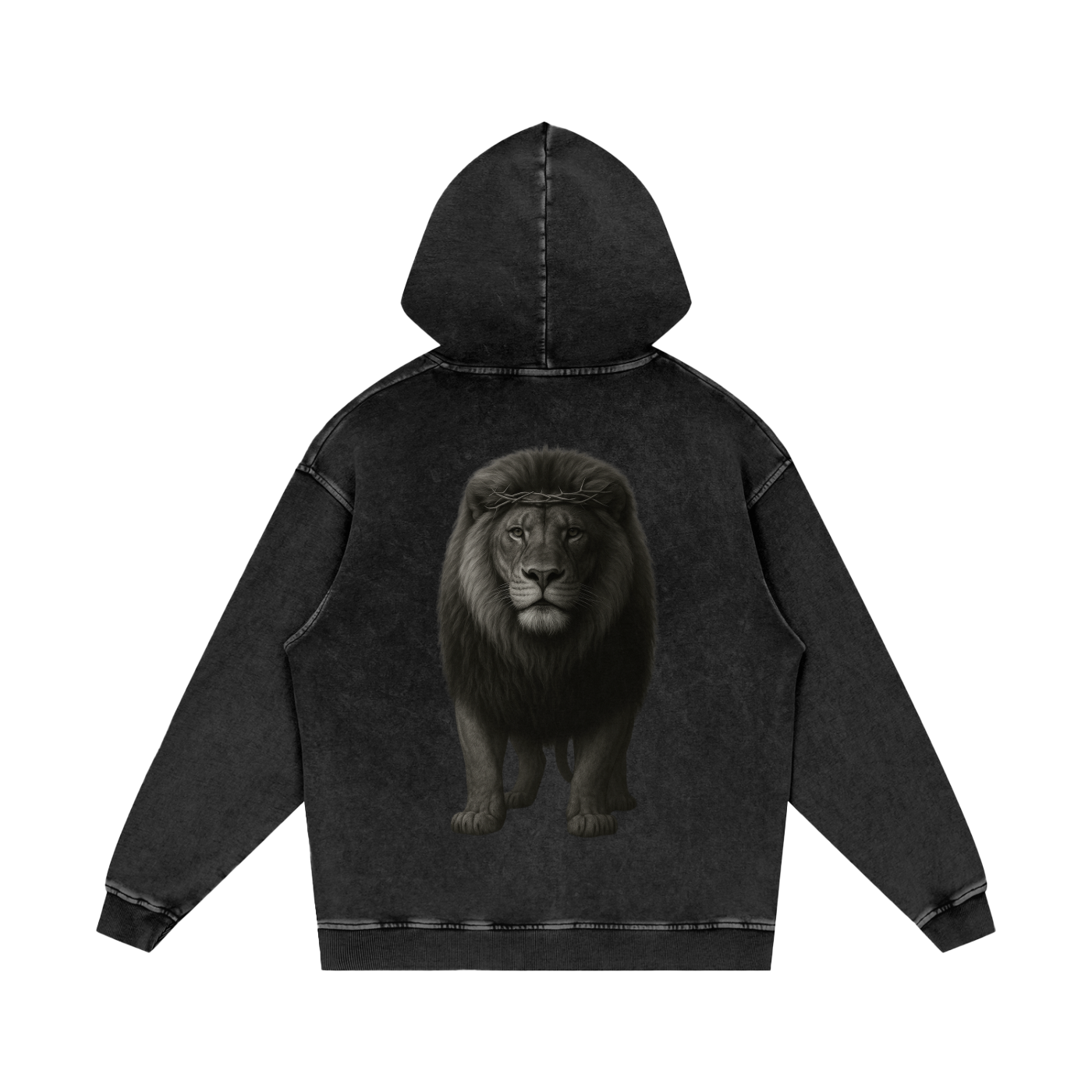 KNGDM ATH. Lion & Lamb Oversized Hoodie (Acid wash)